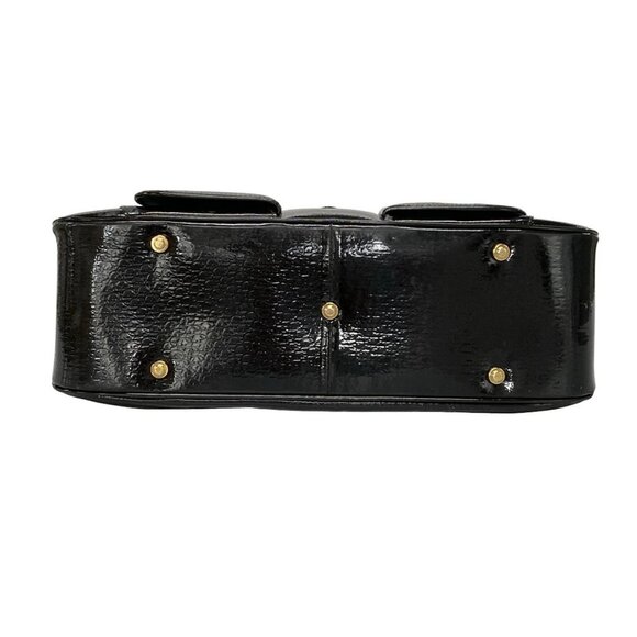 Auth DIOR/ChristianDior Double saddle bag / Trotter Black Patent Leather Handbag - Picture 6 of 16